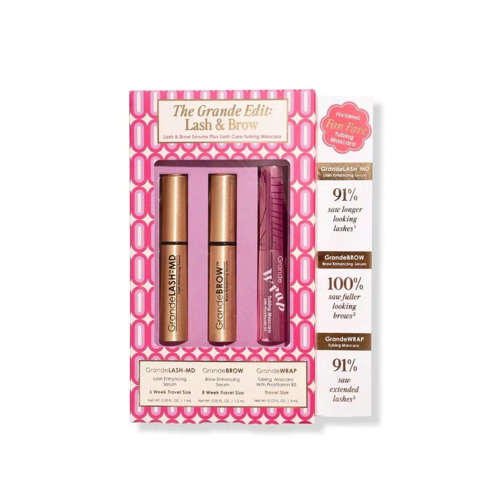 Grande Edit Lash & Brow Set — Gold and Pink